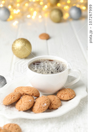 Concept of tasty Dutch Christmas cookies, Pepernoten 107267999