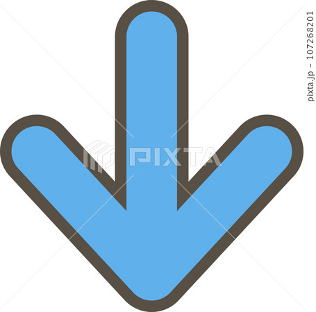 下向きの青い矢印のシンプルなイラスト 107268201