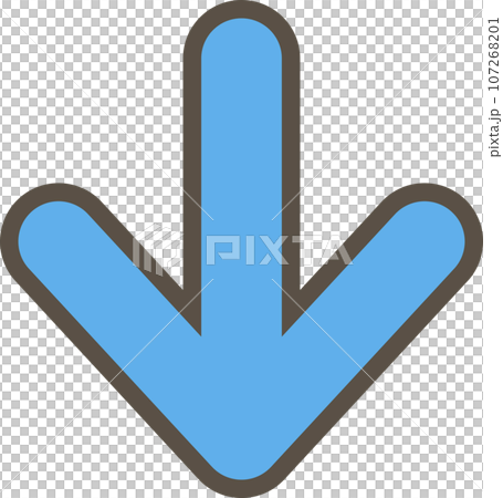 Simple illustration of a blue arrow pointing down 107268201