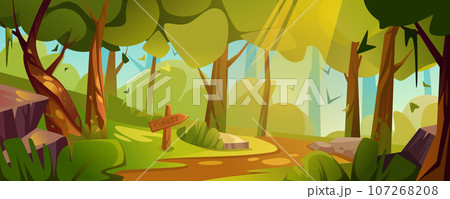 Forest path and wood road sign landscape vector 107268208