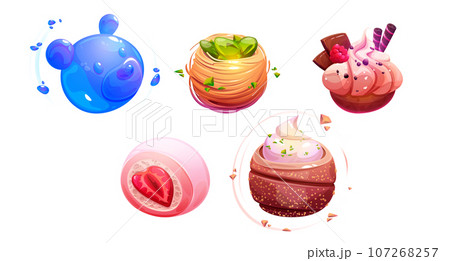 Fantasy space planets in form of sweet desserts. 107268257