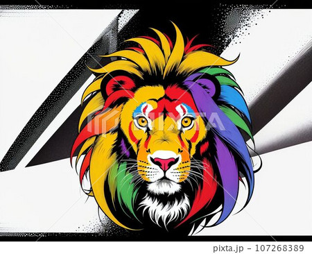 カラフルなライオンのイラストアイコンのイラストをのイラスト素材