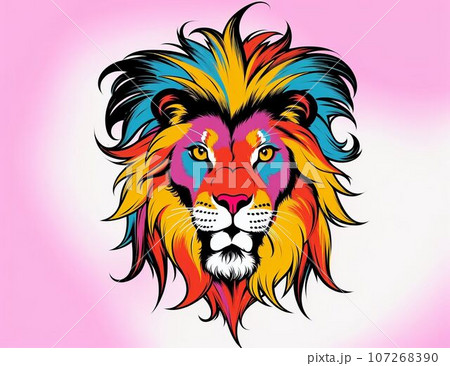 カラフルなライオンのイラストアイコンのイラストをのイラスト素材
