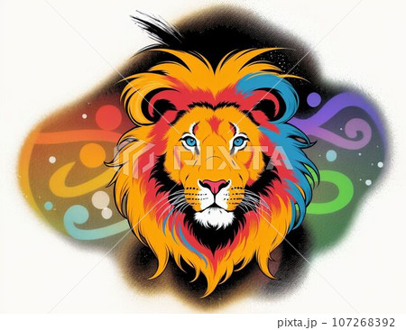 カラフルなライオンのイラストアイコンのイラストをのイラスト素材