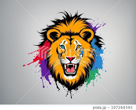 カラフルなライオンのイラストアイコンのイラストをのイラスト素材