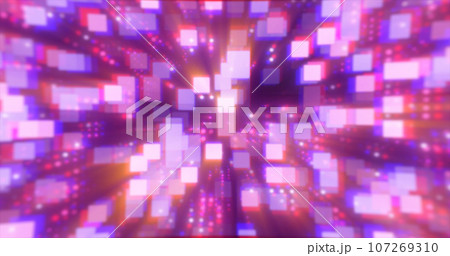 Abstract blue futuristic hi-tech energy particles dots and squares magical bright glowing background 107269310