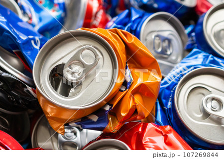 recycle aluminum metal crushed can waste background recycle aluminum metal crushed can waste background 107269844