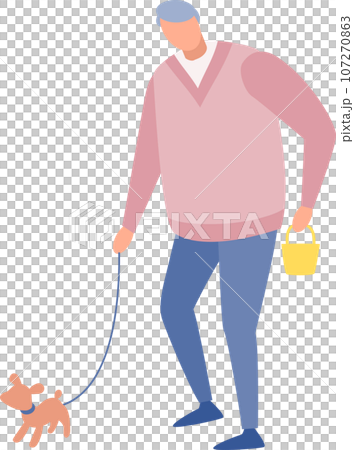 遛小狗的老人 107270863