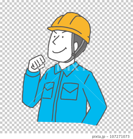 ガッツポーズをする作業員男性 ガッツポーズをする作業員男性 107271073