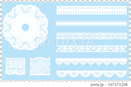 かわいいレースのベクターイラストセット かわいいレースのベクターイラストセット 107271206