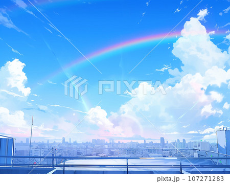 虹のある都市風景 107271283