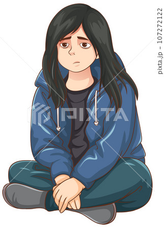Sad teenage sitting on the floor Sad teenage sitting on the floor 107272122