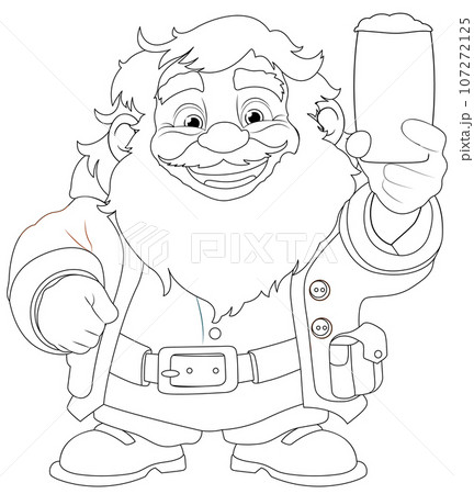 Old Man with Beard and Mustache Holding a Pint of Beer 107272125