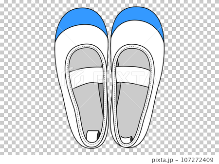室內鞋 淺藍色 waubaki 室內鞋 從上方看芭蕾舞鞋的插圖 107272409