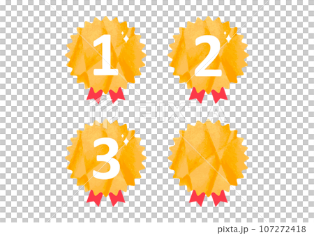 手繪紋理圖示集鋸齒狀獎牌、金牌、排名、密封 107272418