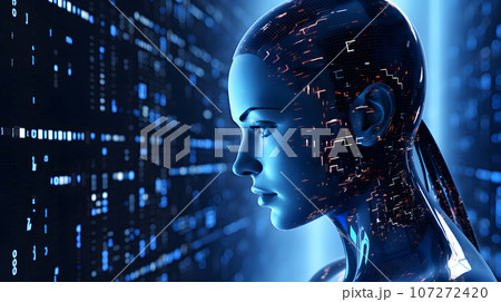 Artificial intelligence, Blue data background. Artificial intelligence, Blue data background. 107272420