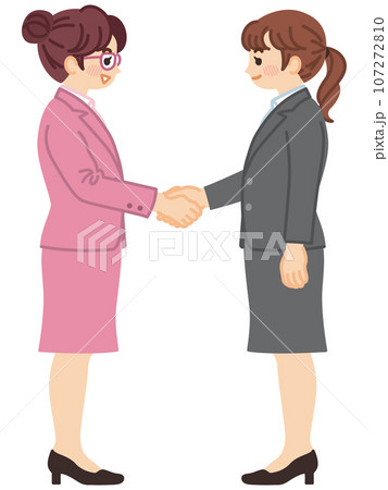 握手をするスーツ姿の若いビジネスウーマン　ビジネスシーン 107272810
