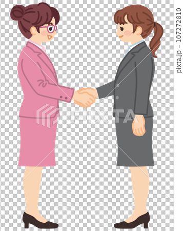 握手をするスーツ姿の若いビジネスウーマン　ビジネスシーン 107272810