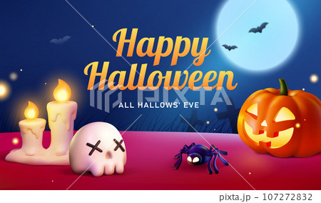 3D Spooky Halloween illustration 3D Spooky Halloween illustration 107272832