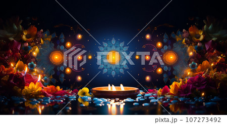 Traditional Diwali Festival decoration background. Festival of lights concept. 107273492