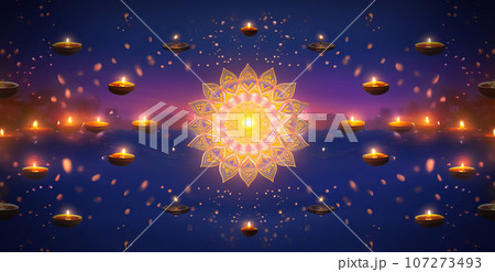Traditional Diwali Festival decoration background. Festival of lights concept. Traditional Diwali Festival decoration background. Festival of lights concept. 107273493
