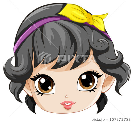 Adorable Girl Head Cartoon Character 107273752