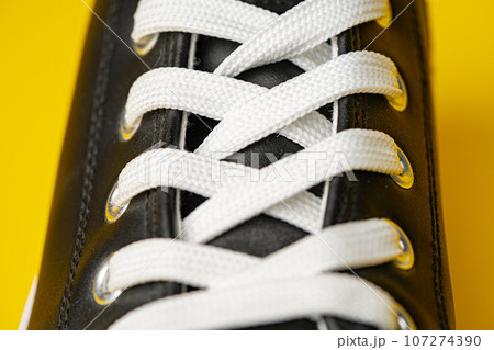 Close up shot of new sports shoe Close up shot of new sports shoe 107274390