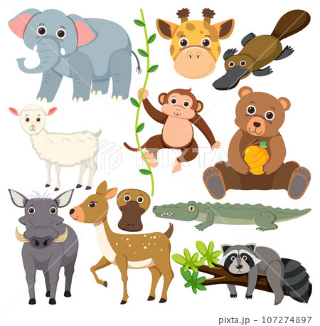 Set of mix animal character 107274897