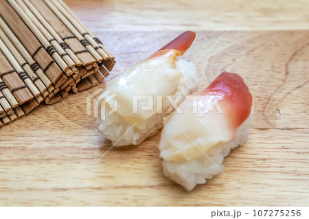 Sashimi sushi on the wood table 107275256