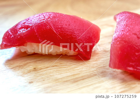 Sashimi sushi on the wood table 107275259