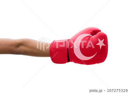 3D Flag on boxing gloves 107275329