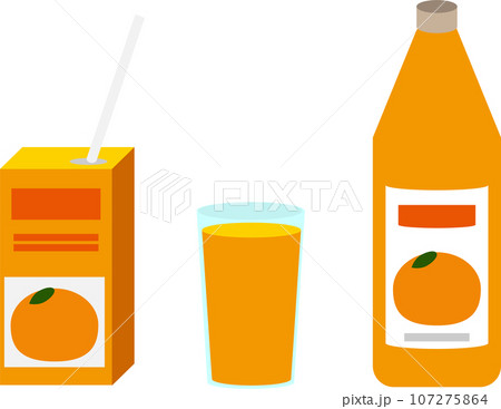 みかんのジュースのイラストセット みかんのジュースのイラストセット 107275864
