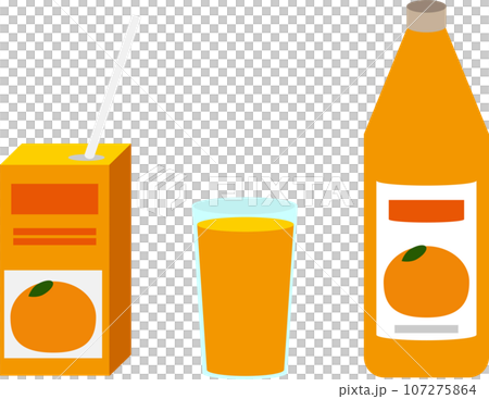 みかんのジュースのイラストセット みかんのジュースのイラストセット 107275864