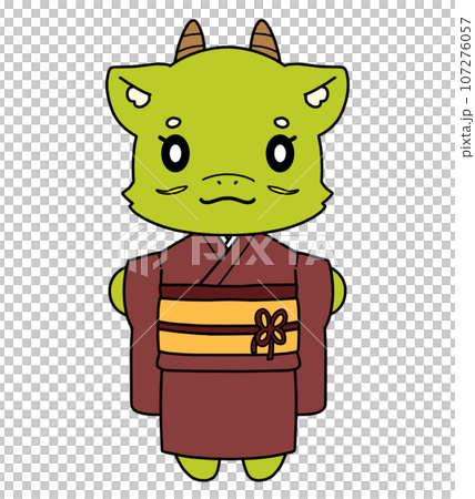 穿著和服的龍人物插畫素材 107276057