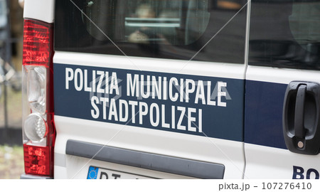 police van by polizia municipale, Stadtpolizei, municipal police, responsible to the mayors of the various municipalities of Italy 107276410