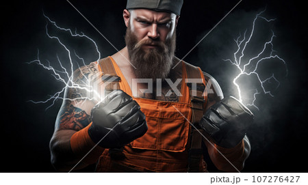 Electrician trying to untangle wires in repair concept Electrician trying to untangle wires in repair concept 107276427