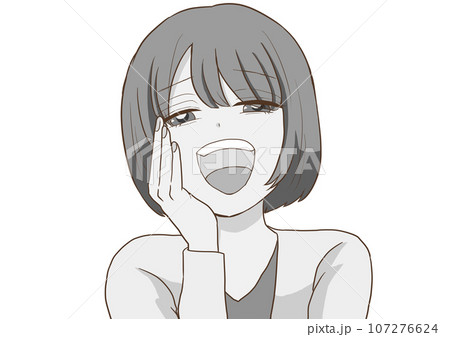 ドヤ顔で見下す女性 グレー 107276624