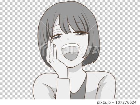 ドヤ顔で見下す女性 グレー 107276624