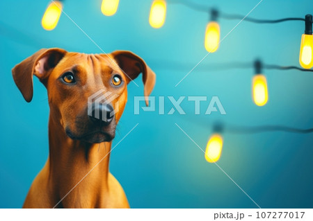 Close-up of cute dog with beautiful bokeh background, Generative AI illustration Close-up of cute dog with beautiful bokeh background, Generative AI illustration 107277017