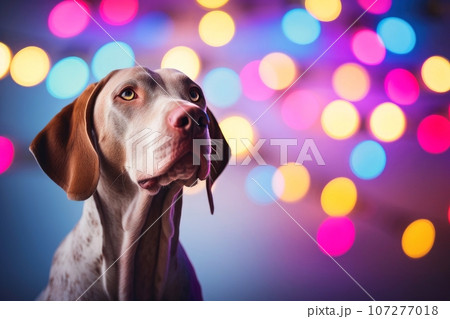 Close-up of cute dog with beautiful bokeh background, Generative AI illustration Close-up of cute dog with beautiful bokeh background, Generative AI illustration 107277018