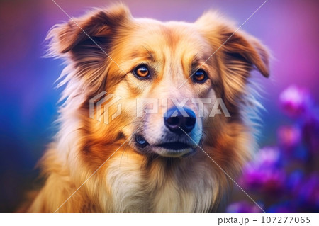 Close-up of cute dog with beautiful bokeh background, Generative AI illustration 107277065