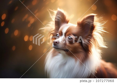 Close-up of cute dog with beautiful bokeh background, Generative AI illustration 107277068