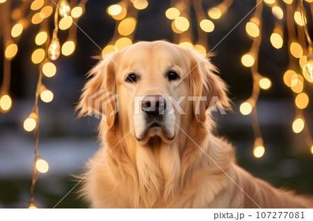 Close-up of cute dog with beautiful bokeh background, Generative AI illustration 107277081