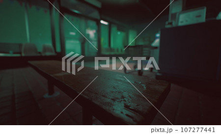 aged and worn vintage wash and dry laundromat 107277441