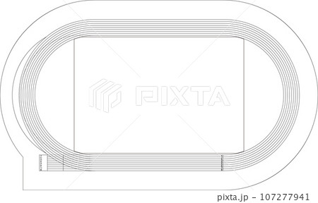 陸上競技場8レーン_ラインアート 107277941
