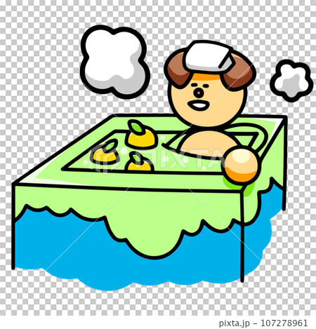Illustration of a dog taking a yuzu bath Illustration of a dog taking a yuzu bath 107278961