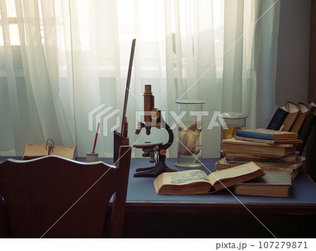 retro office of an ancient scientist retro office of an ancient scientist 107279871