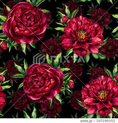 Watercolor seamless pattern red peony Watercolor seamless pattern red peony 107280352