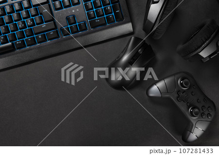 Blue lit keyboard by gaming gadgets 107281433