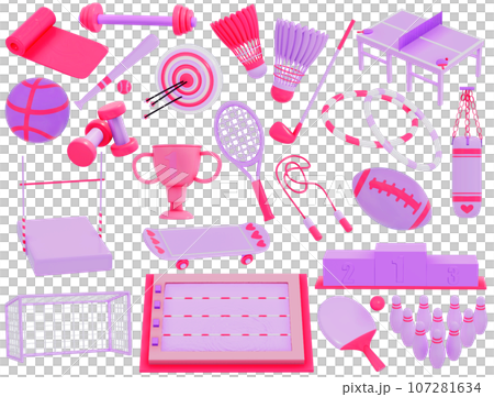 3d Sports yoga illustration set 107281634